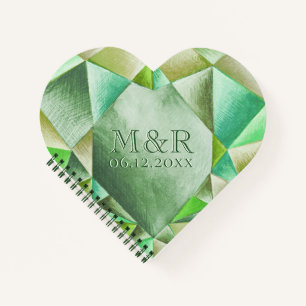 Carnet Emerald Watercolor Heart 55e anniversaire du Maria
