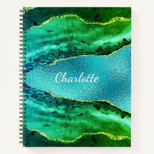 Carnet Émeraude vert bleu agate nom de marbre