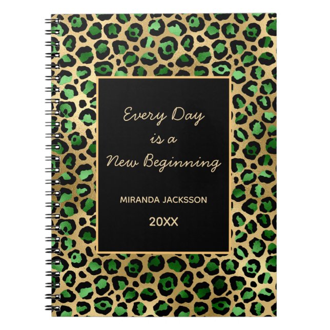 Carnet Émeraude vert leopard motivation (Devant)