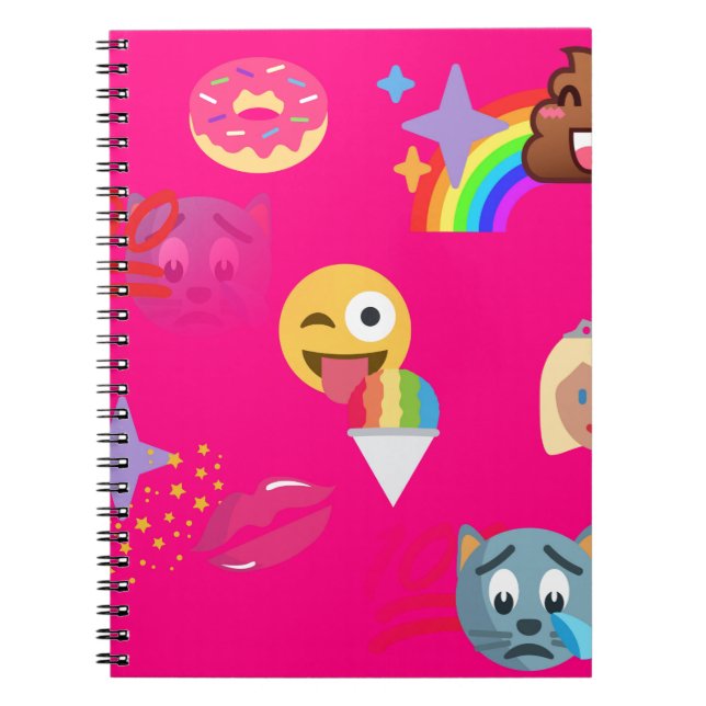 Carnet émoticône rose chaud (Devant)