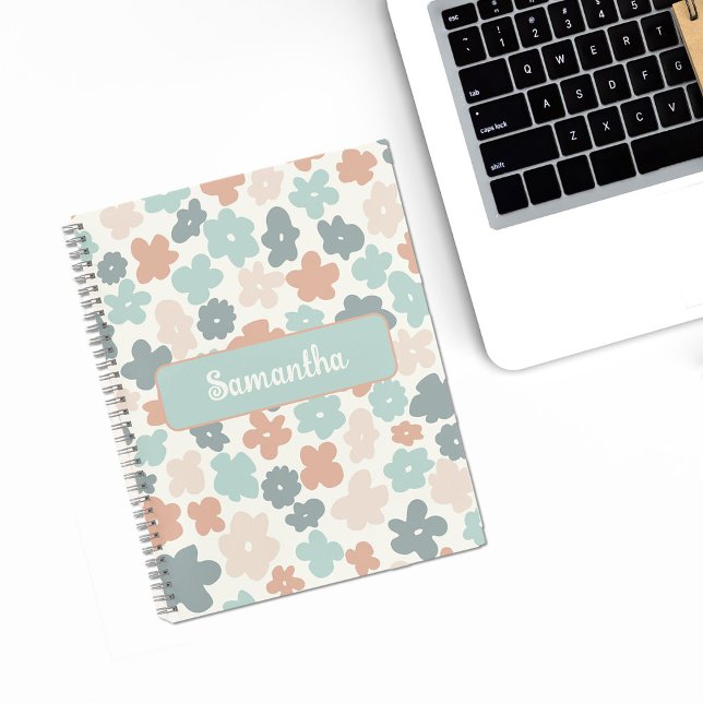 Carnet Empreinte de fleurs pastel retro Boho (Créateur téléchargé)