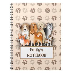 Carnet Empreinte de la famille de chiens motif nom person