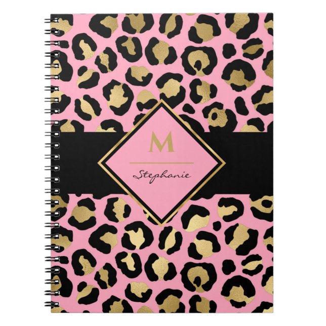 Carnet Empreinte de léopard Black Pink et Gold tendance | (Devant)