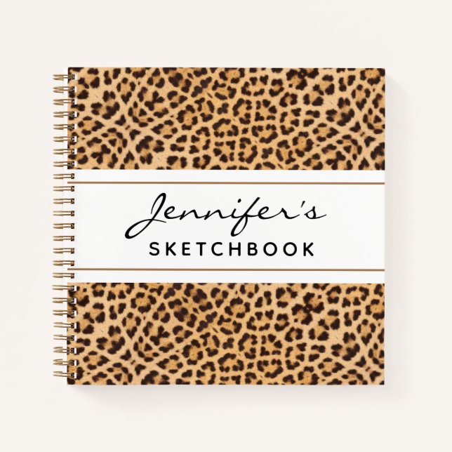 Carnet Empreinte de léopard Chic Artist Personnalisé Sket (Devant)