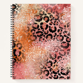 Carnet Empreinte de léopard de Parties scintillant rose e