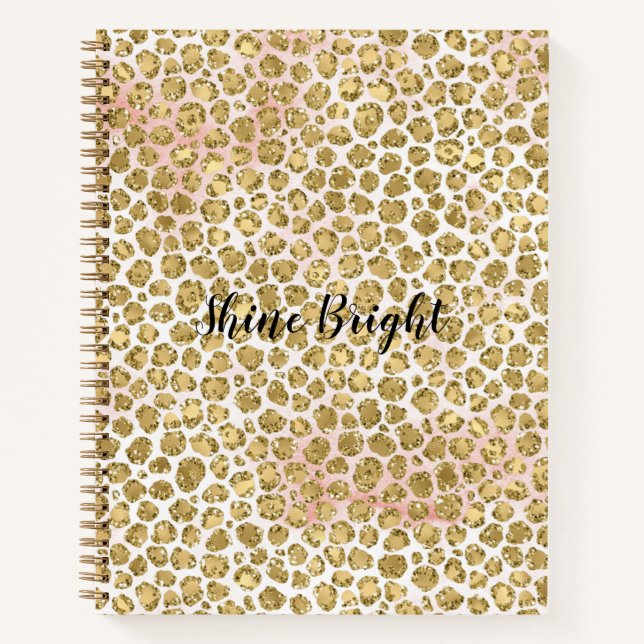 Carnet Empreinte de léopard Glitzy Glam Gold Blush Partie (Devant)