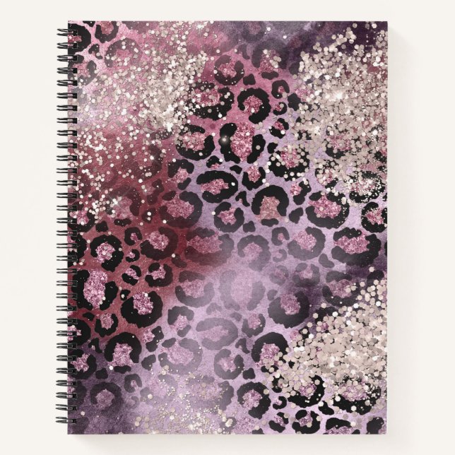 Carnet Empreinte de léopard Parties scintillant rose et v (Devant)