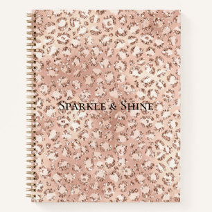 Carnet Empreinte de léopard Peach Rose Gold Blush Pink G