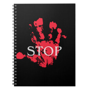 Carnet Empreinte de main rouge gras symbole d'avertisseme