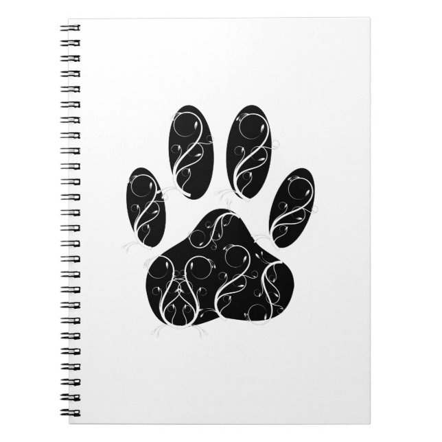 Carnet Empreinte de patte Chien Noir Avec Flouris Blanc (Devant)