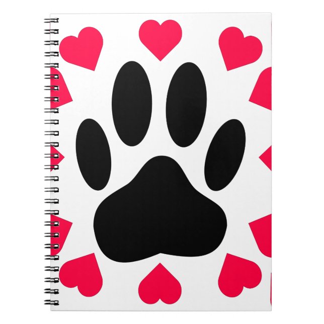Carnet Empreinte de patte Chien Noir Avec Formes Cardiaqu (Devant)