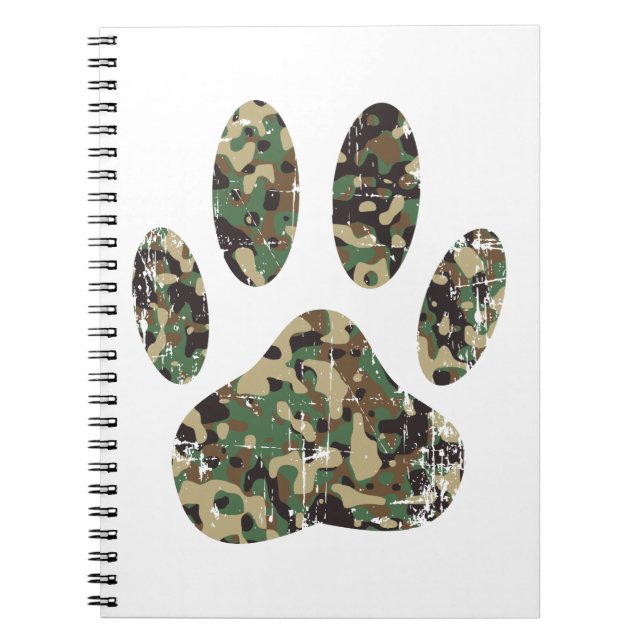 Carnet Empreinte de patte de chien Camo en détresse (Devant)