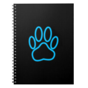 Carnet Empreinte de patte de chien de Néon Bleu
