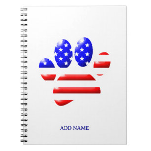 Carnet Empreinte de patte de chien Drapeau américain
