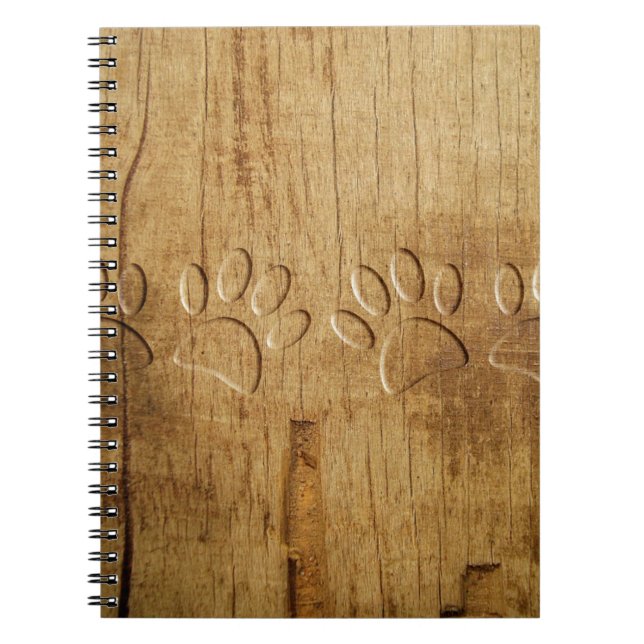 Carnet Empreinte de patte de chien en bois sculpté (Devant)