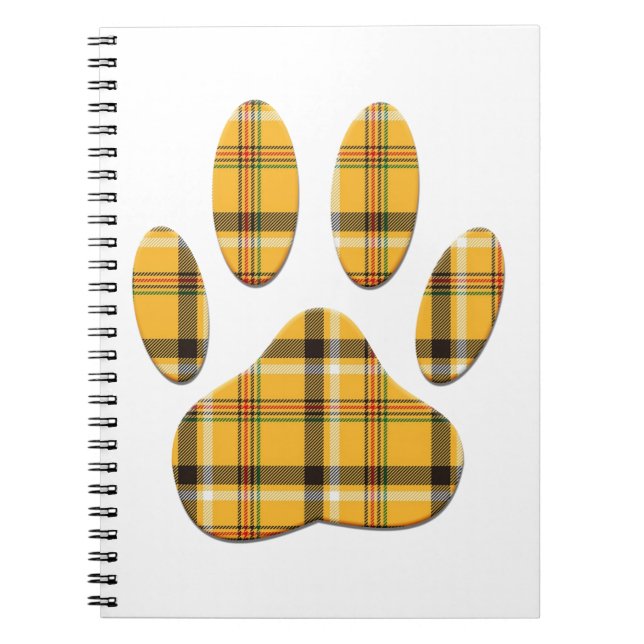 Carnet Empreinte de patte de chien Tartan (Devant)