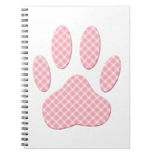 Carnet Empreinte de patte Tartan Rose Et Blanc