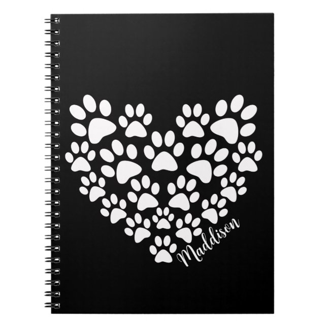 Carnet Empreintes de pattes cardiaques personnalisés (Devant)