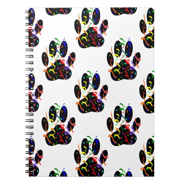 Carnet Empreintes de pattes Confetti Et Motif Party Strea (Devant)