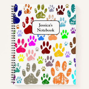 Carnet Empreintes de pattes de chiens colorés en détresse