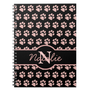 Carnet Empreintes de pattes Parties scintillant Rose or M