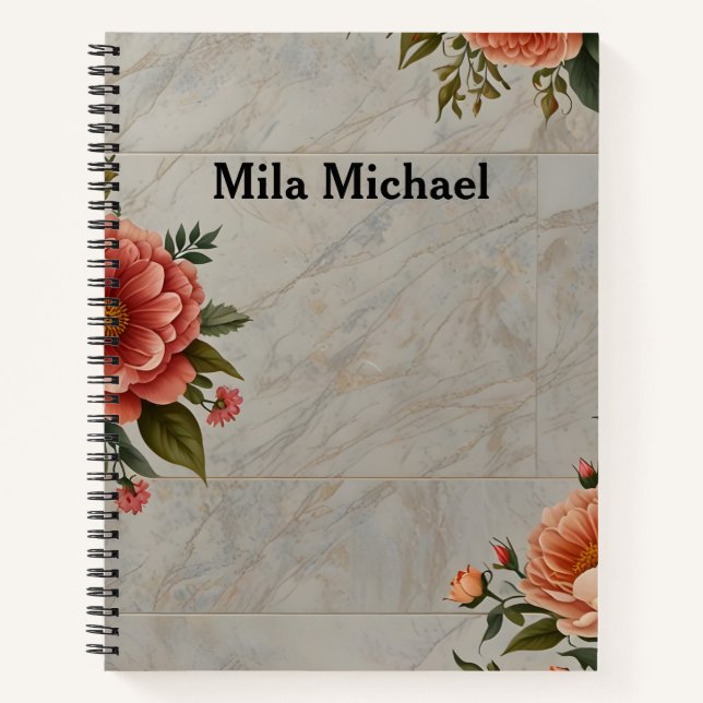 Carnet en carrelage d'élégance florale (Devant)