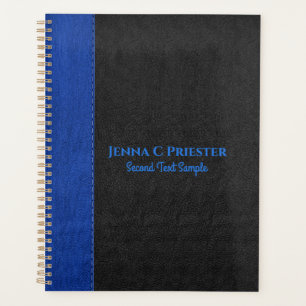 Carnet en cuir noir et bleu Faux