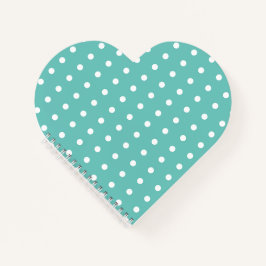 Carnet en forme de coeur de pois (Aqua & White)
