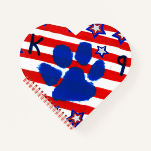 CARNET en forme de coeur du drapeau américain