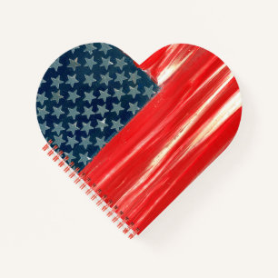 CARNET en forme de coeur du drapeau américain