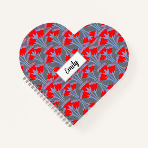 Carnet en forme de cœur mignon Red Bellflower