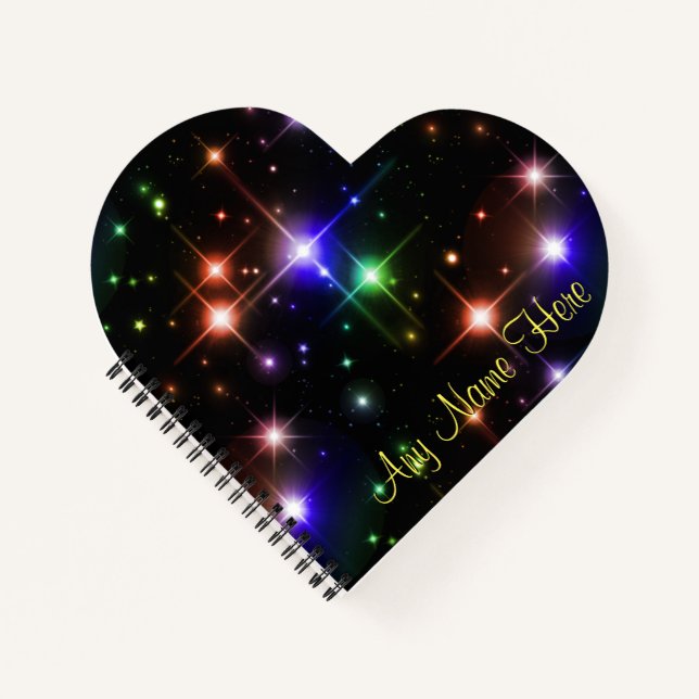 Carnet en forme de coeur personnalisé avec étoiles (Devant)