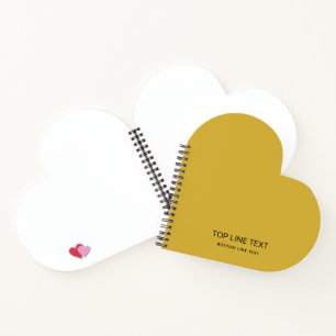 Carnet en forme de cœur personnalisé avec texte pe