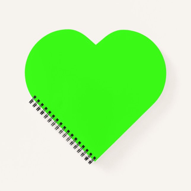 Carnet en forme de cœur vert néon (Devant)
