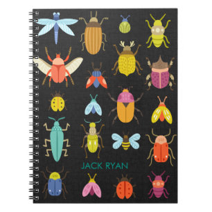 CARNET EN LINGE NOIR PERSONNALISÉ EN INSECTES