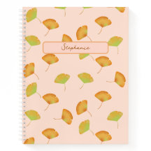 Carnet en spirale à motifs feuille de Gingko