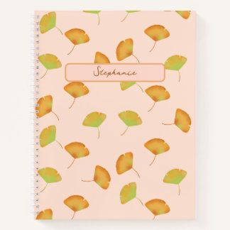 Carnet en spirale à motifs feuille de Gingko