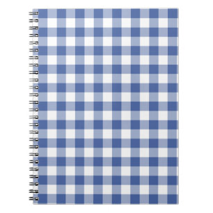 Carnet en spirale, bleu foncé et blanc En vichy ch