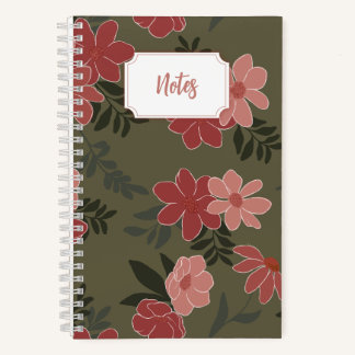 Carnet en spirale fleurie rose et verte | Journal