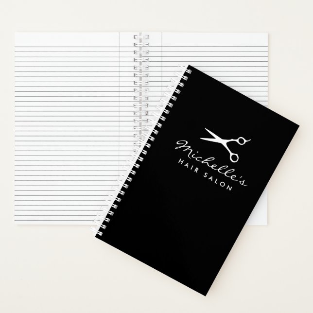 Carnet en spirale noire pour salon de coiffure ou  (À l'intérieur)