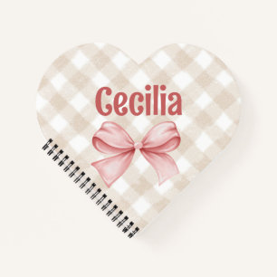 Carnet En vichy beige et rose avec arc aquarelle