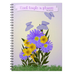 Carnet en vichy papillons et Fleurs sauvages Personnalisé
