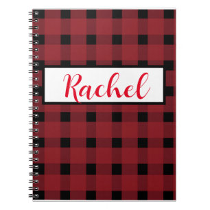 Carnet En vichy rouge noir personnalisé