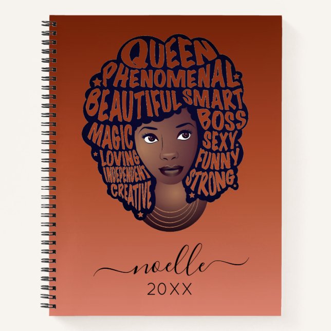 Carnet Encouragement des femmes noires, Brown de cuivre (Devant)