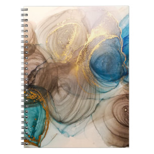 Carnet Encre D'Alcool, Minéral Bleu Abstrait.