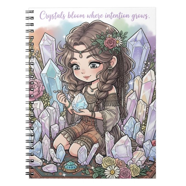 Carnet Enfant Fleur Mystique avec Quartz (Devant)