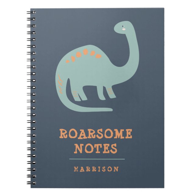 Carnet Enfants Amusants Dinosaure Bleu & Orange Personnal (Devant)