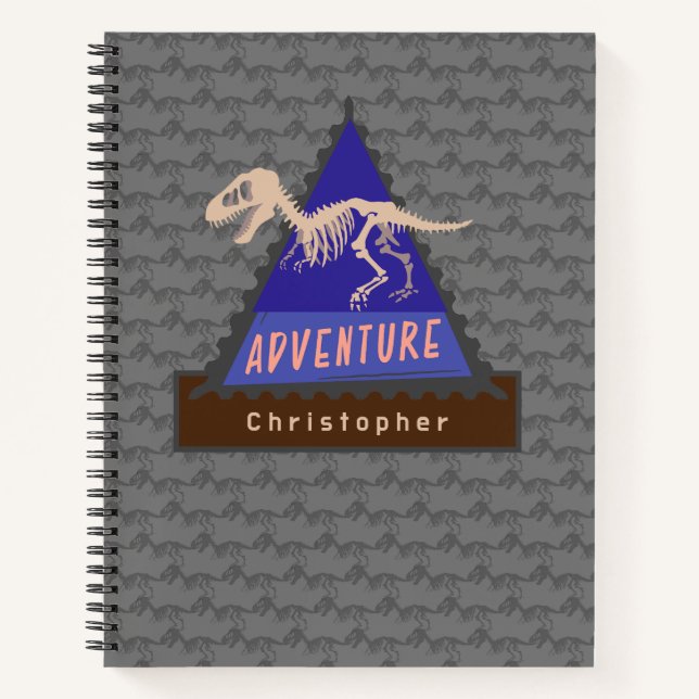 Carnet Enfants Aventure de garçons dinosaure personnalisé (Devant)