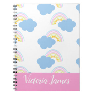 Carnet Enfants d'été Motif Nom Arc-en-ciel et Nuages 