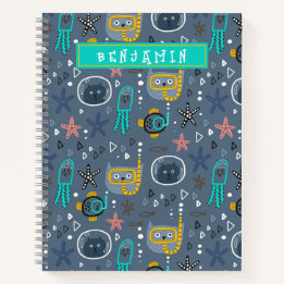 Carnet Enfants Mignons Poissons Chats Étoiles de Mer Médu